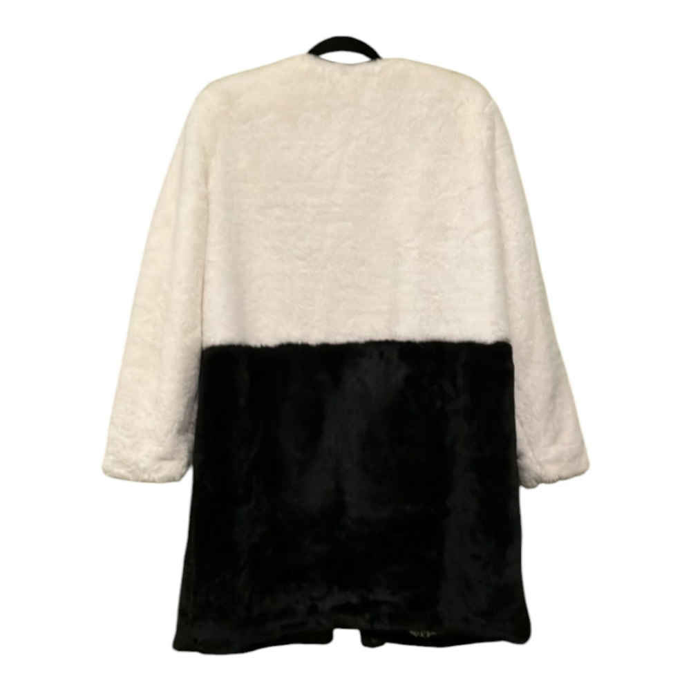 Fever‎ Colorblock white/black Faux Fur coat size Large Animal Print Lined - Picture 6 of 7